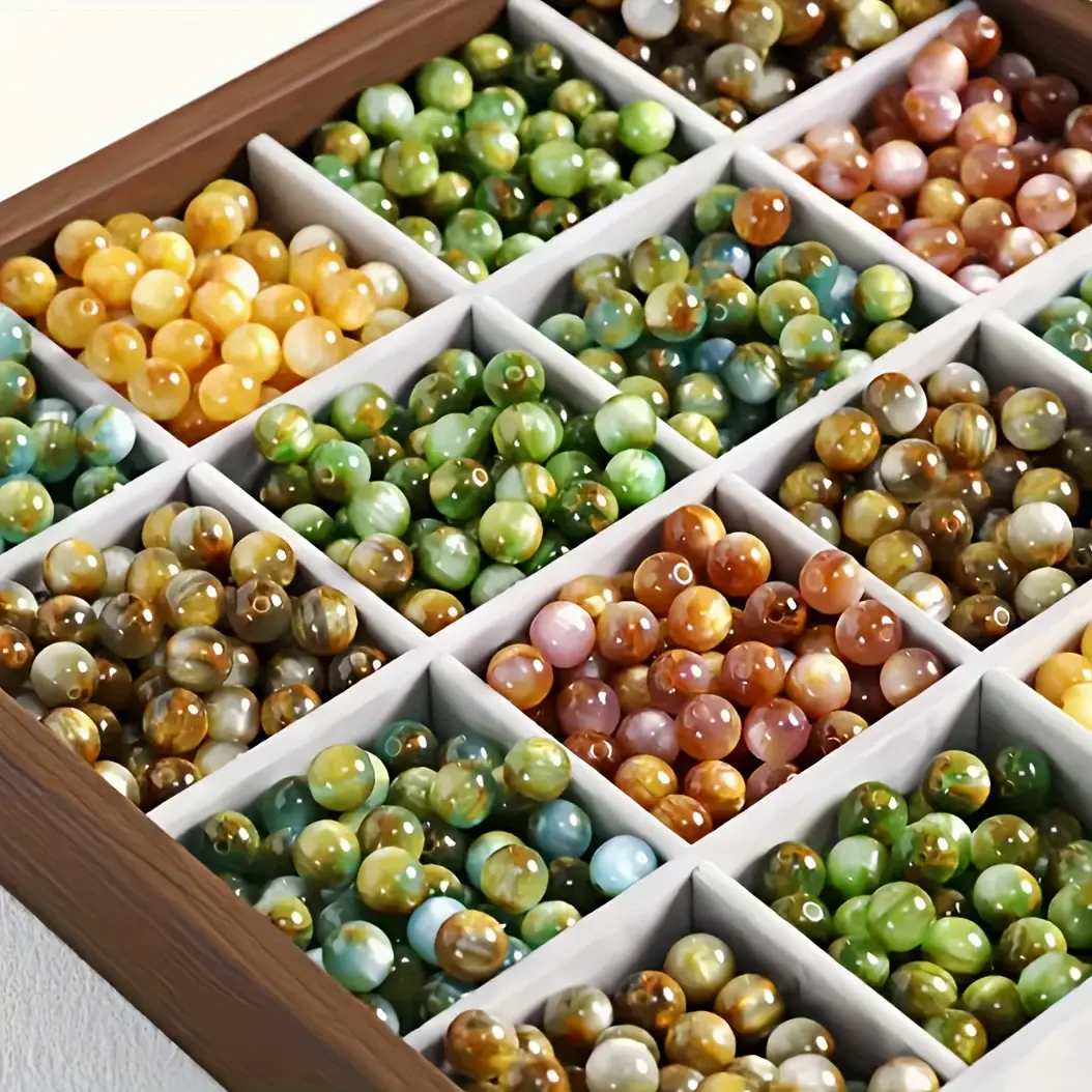 Vintage Oil Look Colorful Resin Pigment Bead Assortments - 8/10/12mm Assorted Round Beads, DIY Jewelry Making Craft Materials for Hand Chains, Necklaces, Earrings, Ideal Gift for Friends