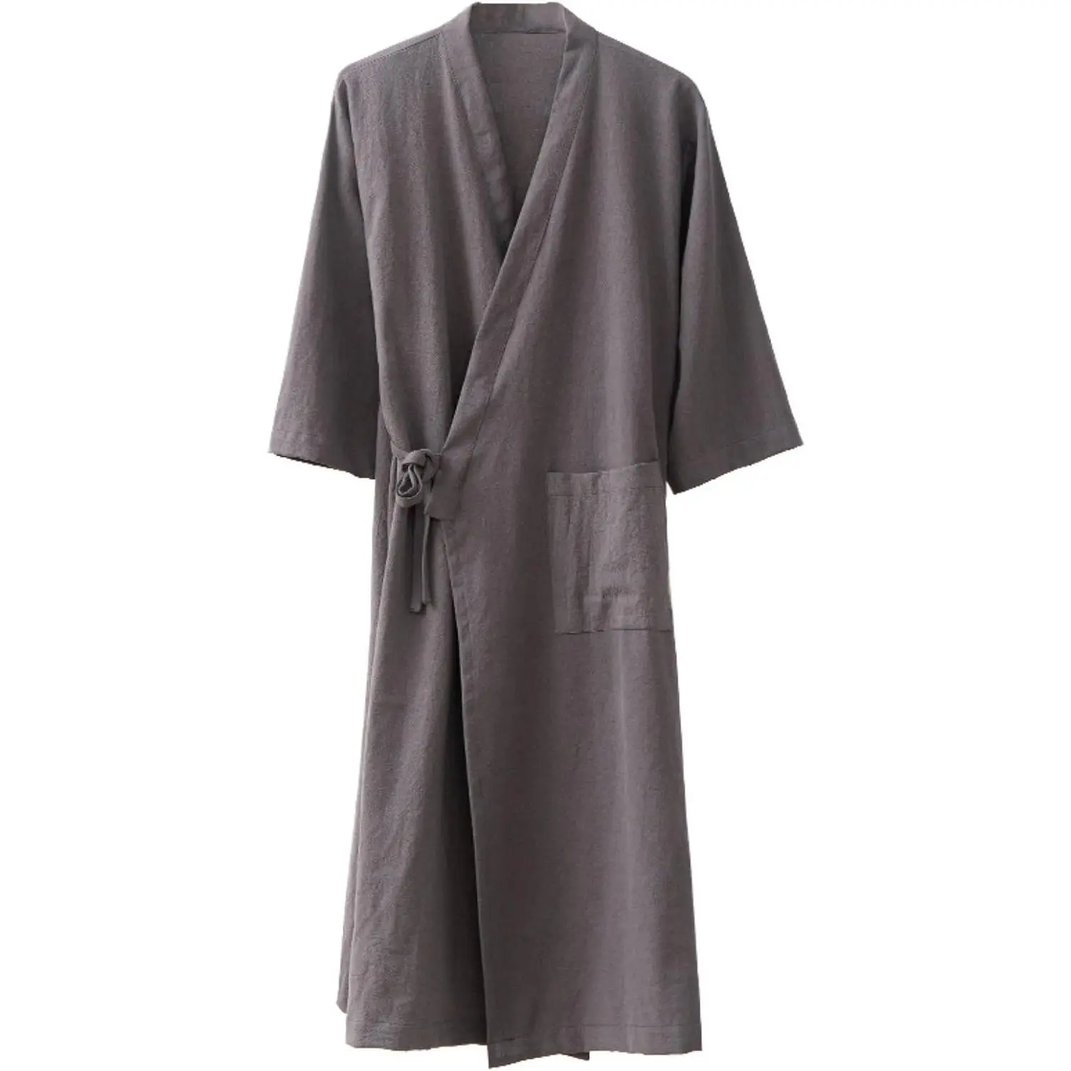 Men's Women's Cotton Linen Bathrobe Couples Japanese-Style Absorbent Quick-Drying Kimono Yukata Sauna Robe
