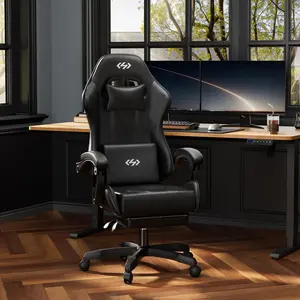 Ecofurnix Gaming Chair, Ergonomic Computer Office Chair with Lumbar Support Footrest Headrest,  Height & Backrest Angle Video Gamer Chair, PU Leather, 360° Swivel use massage desk chair executive high back executive office chair Mesh Reclining ar duty