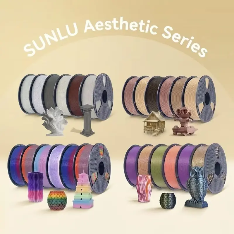SUNLU Aesthetic Filament | PLA, PETG Series | Silk, Transparent, Rainbow/Multi-Color/Marble/Wood/Glow in the dark | Everything you desire is available