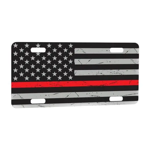 License Plate Cover - Thin Red Line