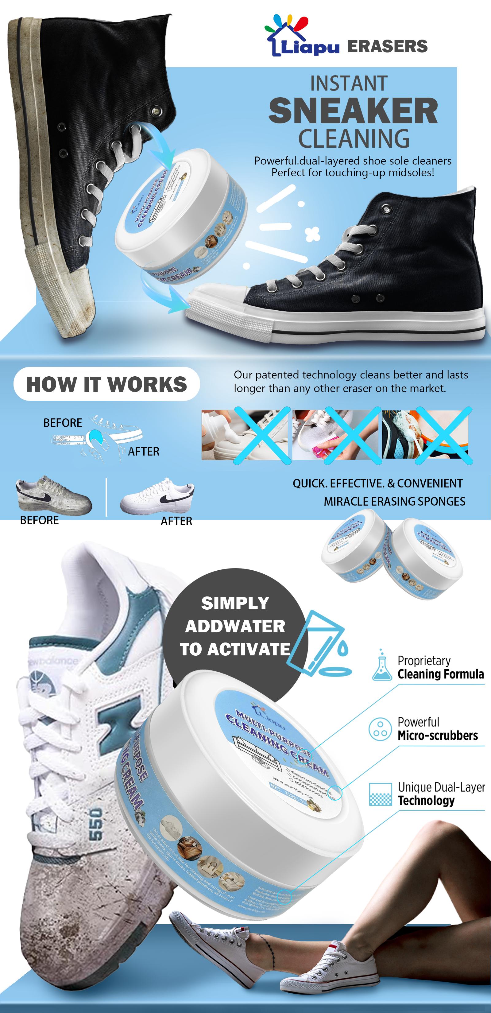 LIAPU Multi-purpose cleaning and decontamination cream, new white shoe cleaning cream, multi-purpose cleaning cream, white shoe cleaner Footwear Leather Parent