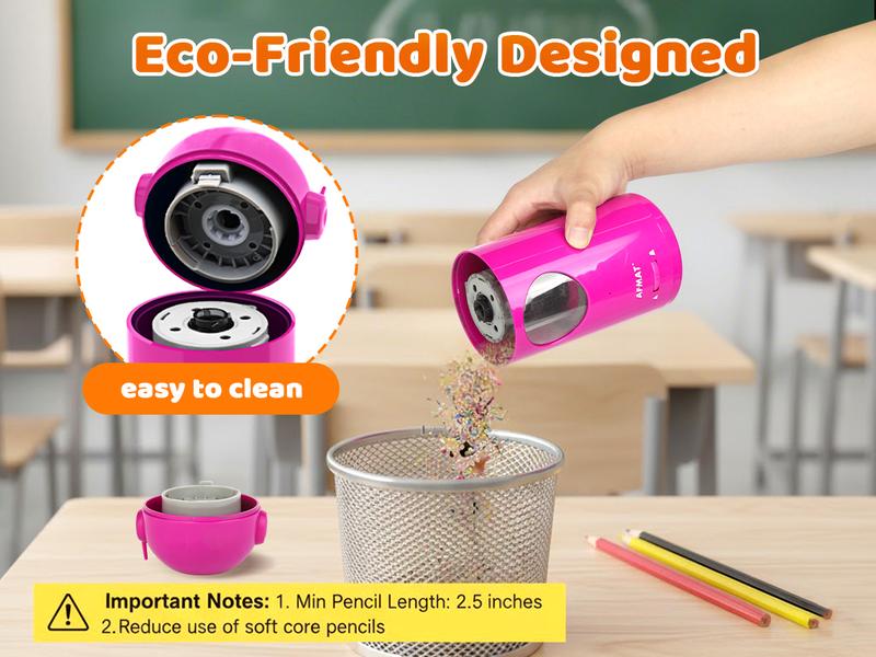 【Valentines Gift for Teachers 】Electric Pencil Sharpener for Colored Pencils, Fully Automatic, Rechargeable, Fast Precise Sharpening, Fits 7 to 11.5mm Pencils, Ideal for Home and Classroom Office Supplies,Teacher Gift