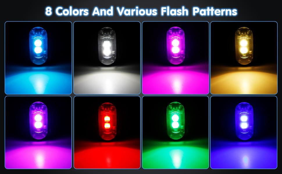 RGB Led Aircraft Strobe Light Remote Wireless Motorcycle Flash Light Warning Lights for   Bike Car Multifunctional