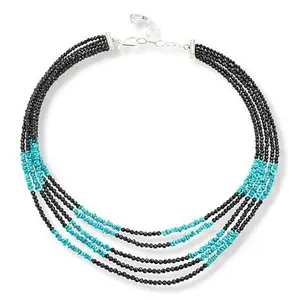 Mine Finds by Jay King Black Spinel and Turquoise Bead 5-Strand 18" Necklace