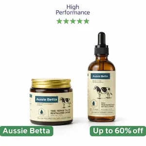Aussie Betta High Performance Golden Micro-Peptide Tallow Serum & Time-Repair Tallow Revitalizing Cream 100g Anti Aging Collagen Retinol for Fine Lines Dark Spots No Irritation Skin Repair Rejuvenating