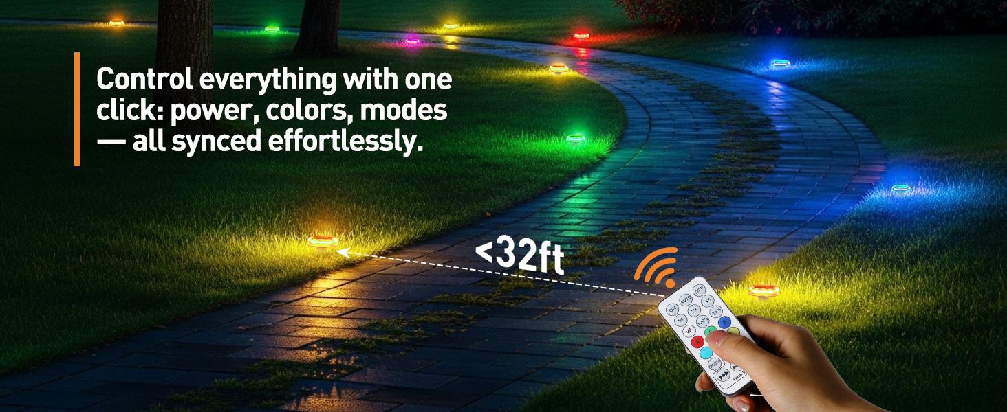 FabStyl Durable Aluminum Solar Driveway Deck Dock Light, 9 RGB Lighting Colors Modes, Ourdoor Waterproof Decorative Light Lamp for Ground, Pathway, Boat Dock, Step, Walkway, Path, Garden, Lane, Yard, Patio