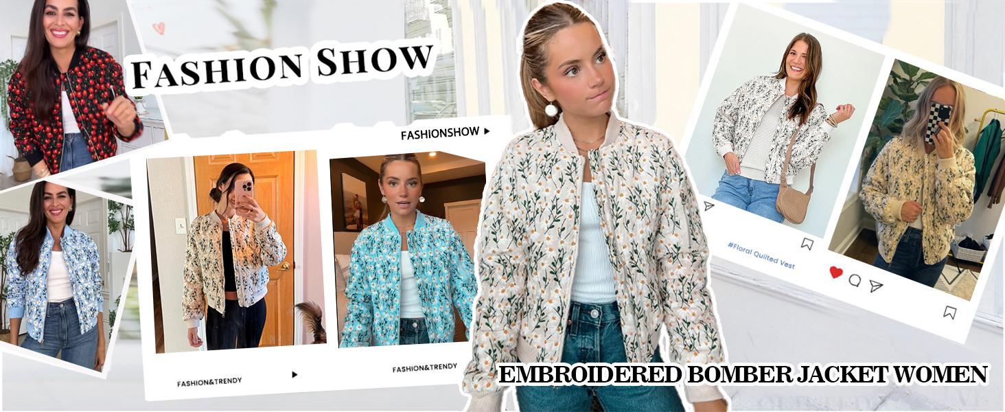 2026 Women's Ramie Linen Embroidered Daisy Cropped Bomber Jacket with Quilted Puffer Sleeves & Two Side Pockets Casual Springfresh Outerwear.. 2026 Women's Ramie Linen Embroidered Daisy Cropped Bomber Jacket with Quilted Puffer Sleeves & Two Side Pockets Casual Springfresh Outerwear..