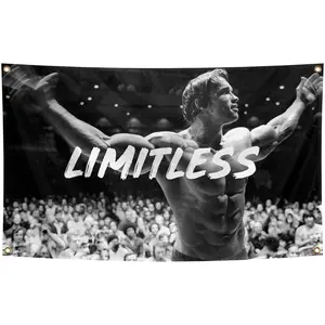 Arnold Schwarzenegger 3x5Ft Flag Limitless Tapestry for Wall Hanging College Dorm Room Man Cave Office Gym Decor Inspirational Banner