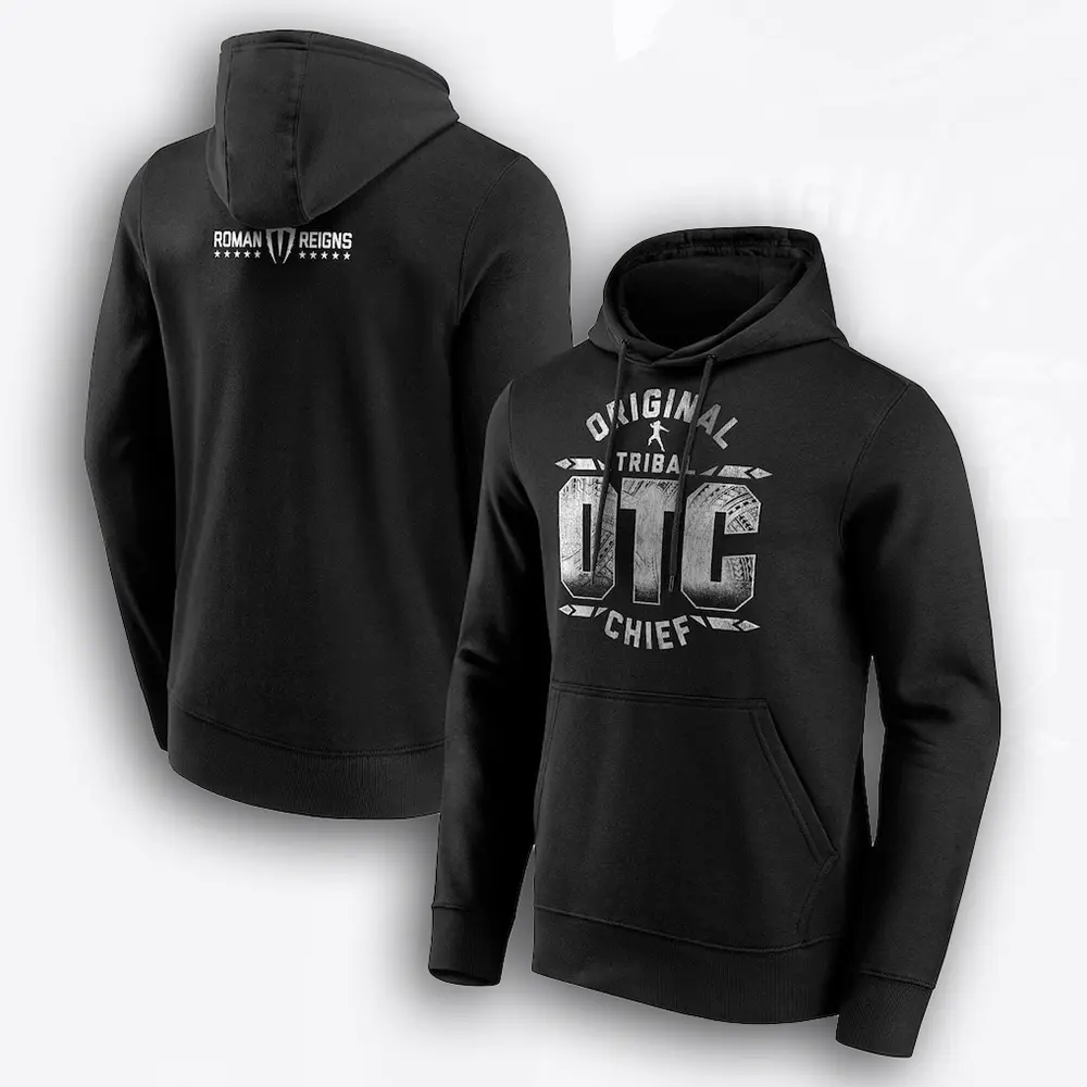 Roman Reigns OTC 10 Star Hoodie, Black Mens WWE Fan Apparel, Tribal Chief Wrestling Gear, Modern Sports Gift for Him