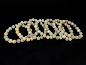 Honeyed Oat Ash Green Mix · Natural Burmese Jadeite Beads Bracelet