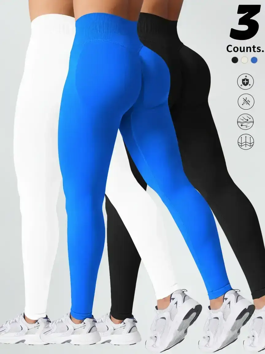 Women's High Waisted Yoga Pants with Lift Design, Tummy Control Sporty Tight Fit, Running Fitness Workout Clothes, Gym Fitness Leggings, Skinny Sports Leggings, High Waist Activewear, Activewear for Yoga, 1 Piece/2 Pieces/3 Pieces