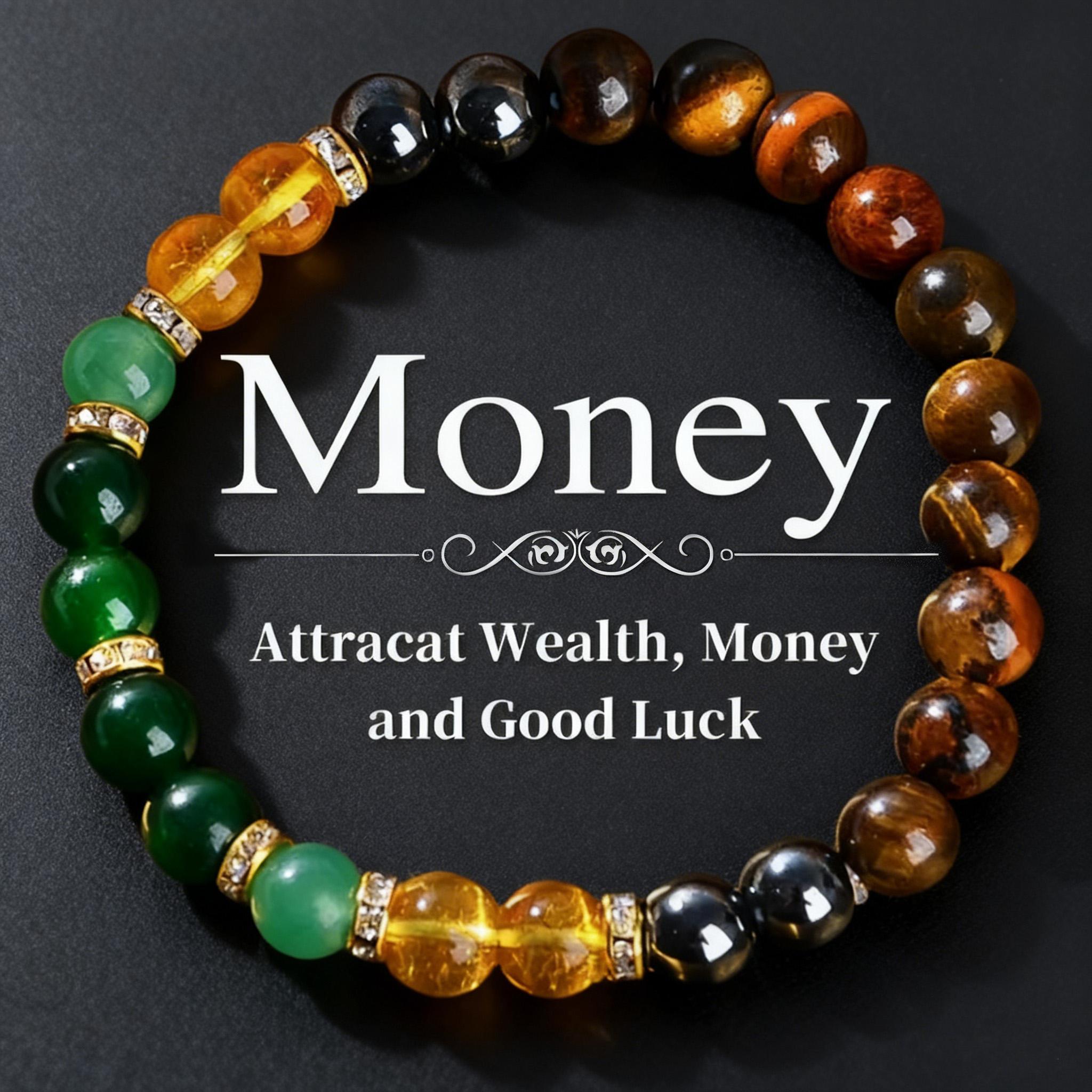 DB- 1pc Tiger Eye Beaded Money Attracting Bracelet, Natural Black Yellow Tourmaline Onyx Wealth Attraction Bracelet Fashionable Accessory for Daily Wear, Christmas Jewelry Gift Money Bracelet-DB
