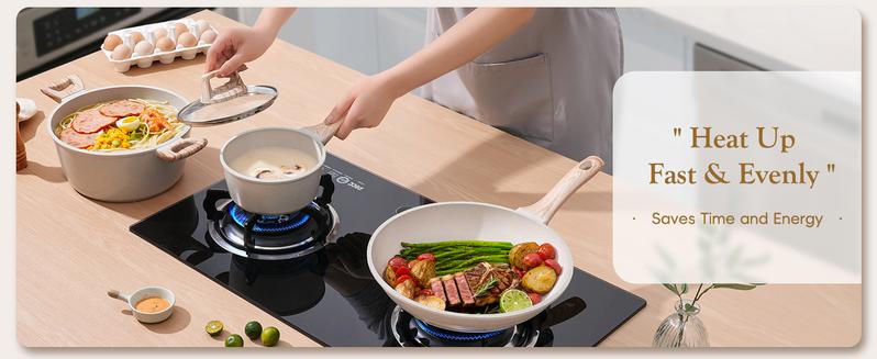 SODAY 12PCS Pots and Pans Set Non Stick Kitchen Cookware Sets Granite Cooking Set with Frying Pans, Saucepans, Steamer Nonstick Pots with Glass Lid Kitchenware Induction Aluminium, Cookware Sets, Kitchenware, stock up on specials, gifts