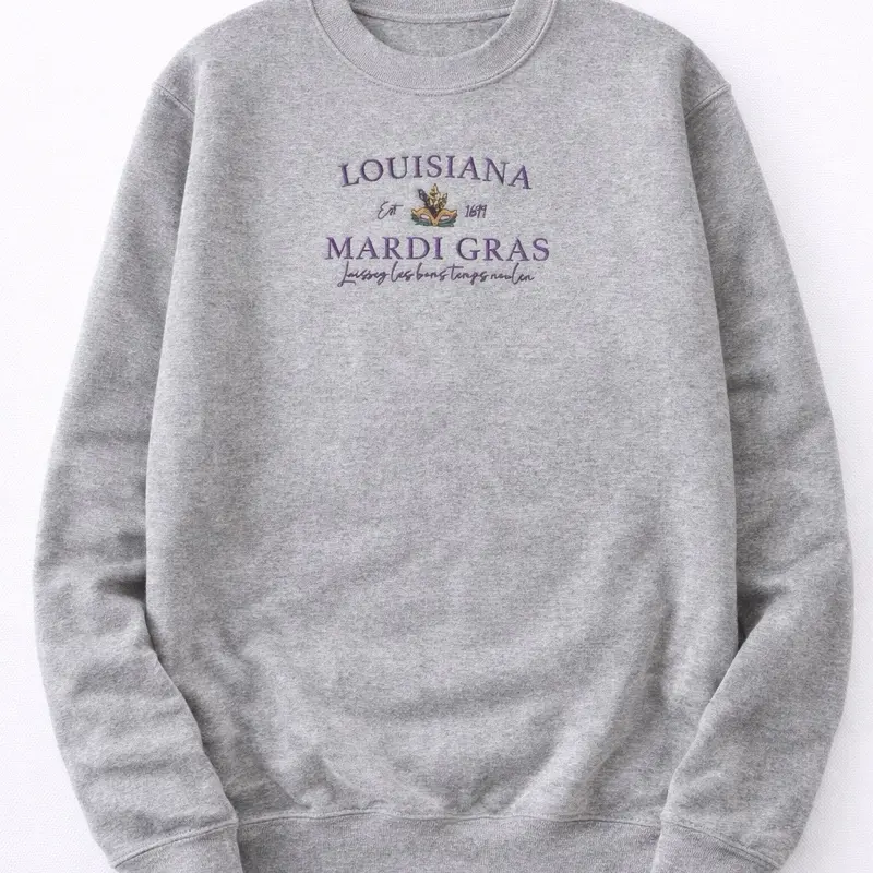 Embroidered Mardi Gras Sweatshirt, Mardi Gras  Pullover, Louisiana Sweatshirt