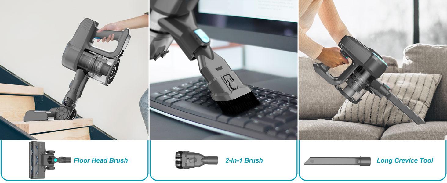 [FebFaves]Devoac Cordless Vacuum Cleaner,8-in-1 Rechargeable Stick Vacuum,Up to 40mins Runtime,Powerful Suction,Lightweight,Versatile for Hardwood Floors\Car\Carpets\Pet Hair