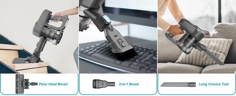 [FebFaves]Devoac Cordless Vacuum Cleaner,8-in-1 Rechargeable Stick Vacuum,Up to 40mins Runtime,Powerful Suction,Lightweight,Versatile for Hardwood Floors\Car\Carpets\Pet Hair