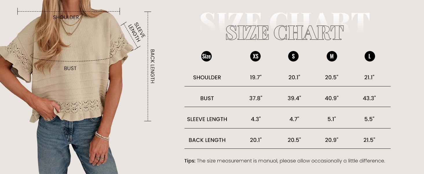 Tanming Womens Short Sleeve Sweater Round Neck Ruffled Hem Knit Crochet Pullover Casual Top Blouse Springfresh Summer Outfit