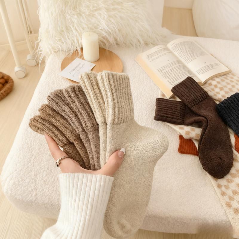 5/10/15 Pairs Women's Solid Mid calf Socks, Casual Soft Comfy Warm Socks for Fall & Wintel Women's Socks for Daily Wear