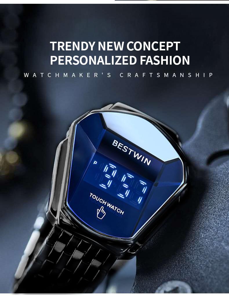 【Jumpstart sale】Touchscreen Racing Sport watch Luxury Mens Racing Sport ​Iridescent diamond-shaped mirror surfacet WatchMultifunction Chronograph  Stainless Stee! Casual Business Stvle Perfect Giftfor Him fashionable wristwatch time display