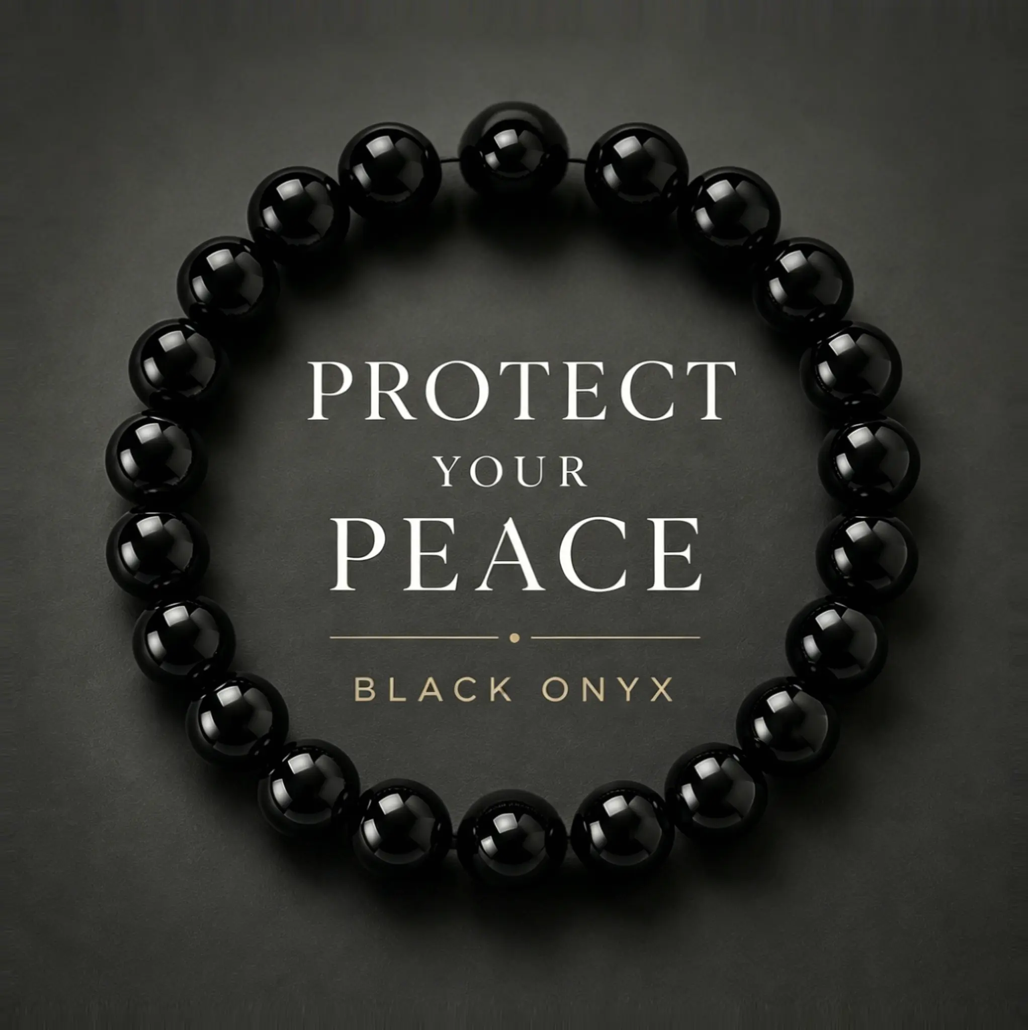Natural Black Onyx 8mm Round Bead Strand Healing Crystal Bracelet Set for Men Women Shield Aura Emotional Healing Stress Relief High Vibe Jewelry