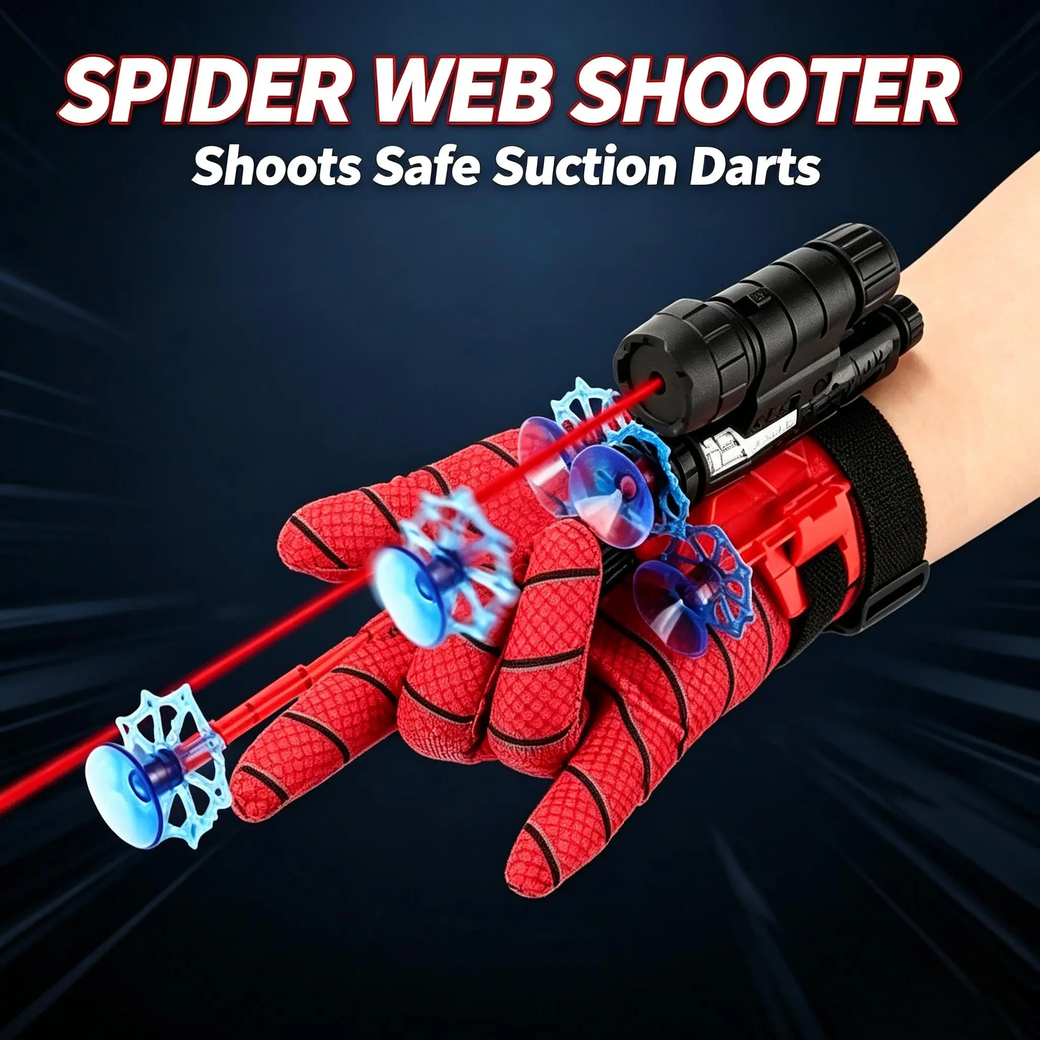 AOTAROW Spider Web Launcher Gag Toy - 1 Cobweb Shooter, 10 Suction Cups, 1 Glove - Cosplay Action Figure for Kids - Interactive Shooting Game, Birthday/Christmas/Halloween Gift (Toys & Hobbies), Toy Set, None
