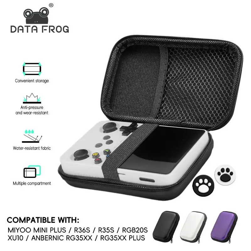 R36s Handheld Console Storage Bag Set, Durable Pouch, Includes R36s Tempered Glass Film 2 Pieces, Joystick Caps 2 Pieces, Essential Gaming Accessories，Gamersupps.