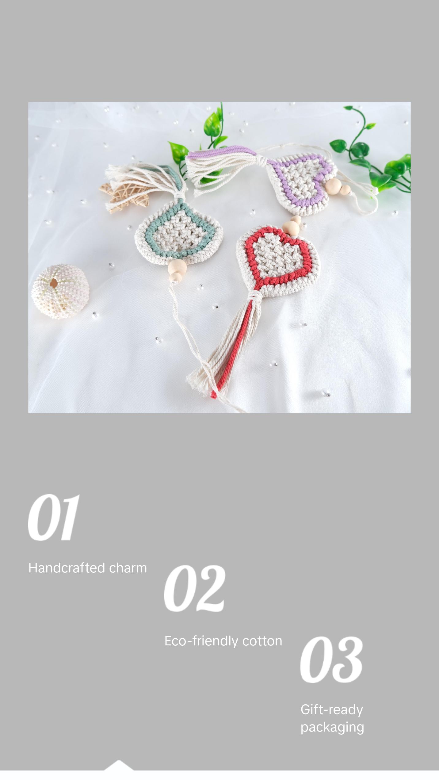 Macrame Heart Car Charm  Boho Car Accessory Macrame Car Decor Car Hanging Home Decor