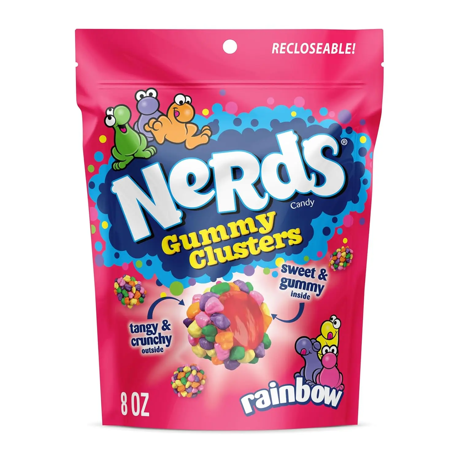 Nerds Gummy Clusters Sweet Candy Snack - 8oz Crunchy Gummies, Chewy Texture, Colorful Variety Gummy Mix