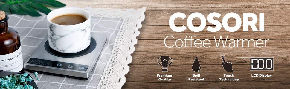 COSORI Mug & Coffee Warmer, Beverage Heater with Pressure Sensor, Auto Shut-Off, Digital Temp Control (77-194℉), Home/Office, Silver