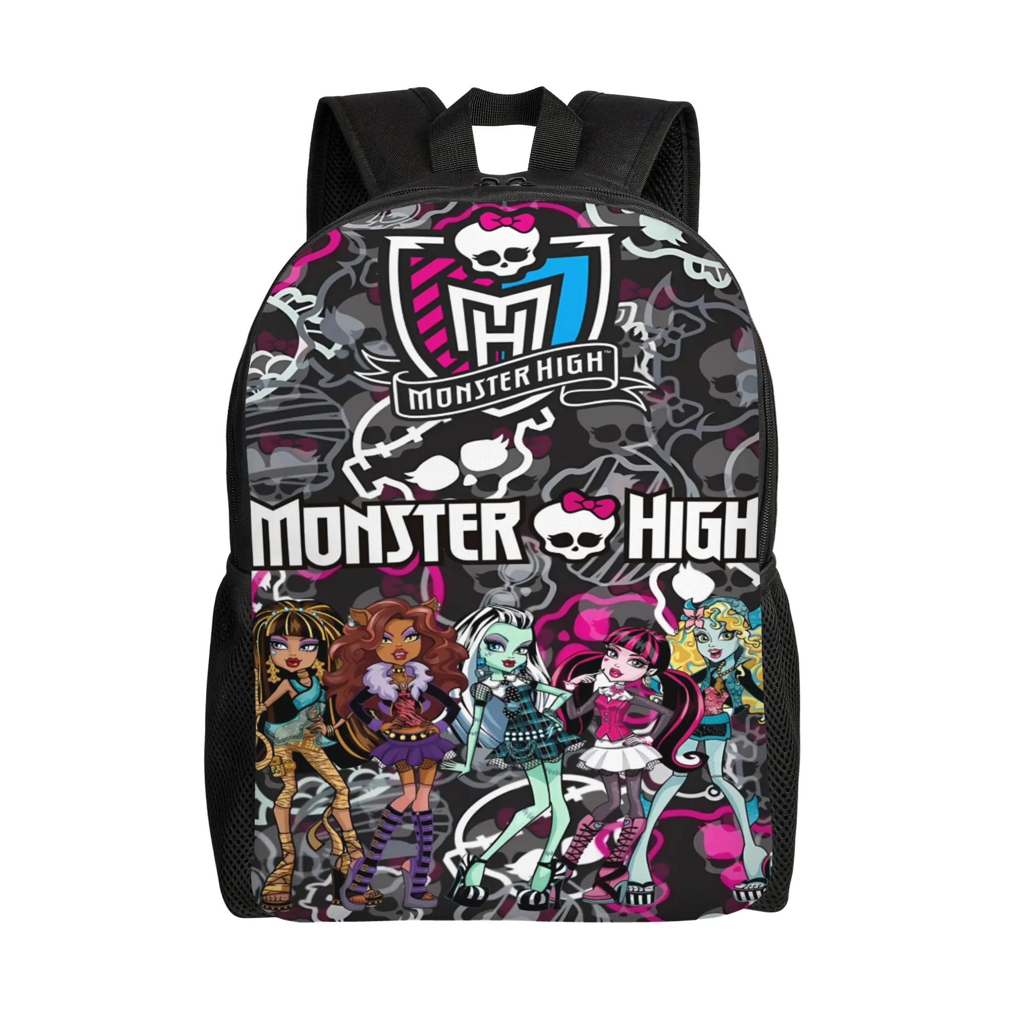 Cute Monster high Print Backpack for Women Monster high dolls Ergonomic Cushioned Laptop Daypack with Multiple Zipper Pockets,Monster high doll Lightweight Travel Bagpack, Ideal Gift for Birthday Christmas Day