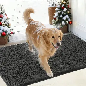 Super Absorbent Microfiber Dog Door Mat for Muddy Paws, Non-Slip Washable Pet Rug, Quick-Dry Chenille Entryway Carpet, Machine-Washable Indoor/Outdoor Mat