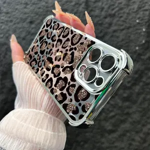 Sparkly Leopard Print Phone Case， Bold Wild Animal Style for iPhone 17 16 15 14 13 12 11 Plus Pro Max. F2