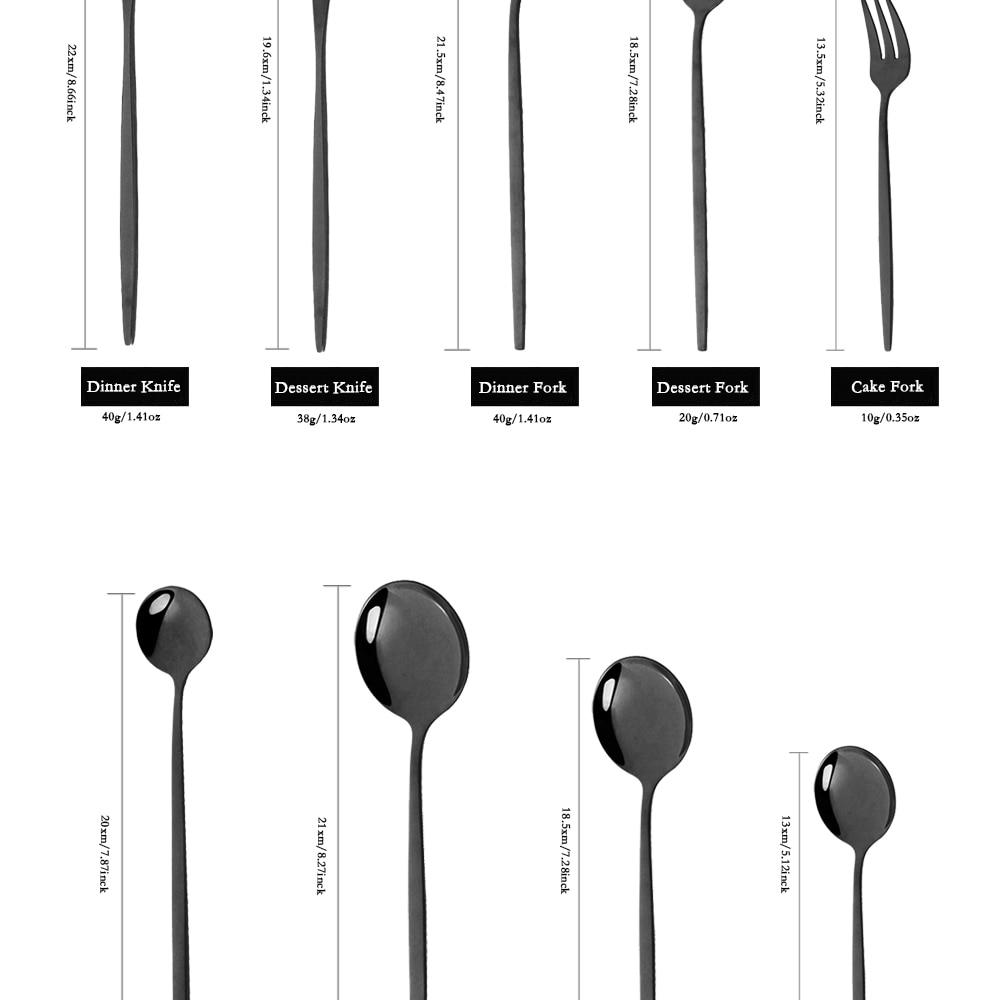 24pcs Black Western Dinnerware Set Stainless Steel Cutlery Set Fork Knife Spoon Tableware Set Flatware Set Silverware Set