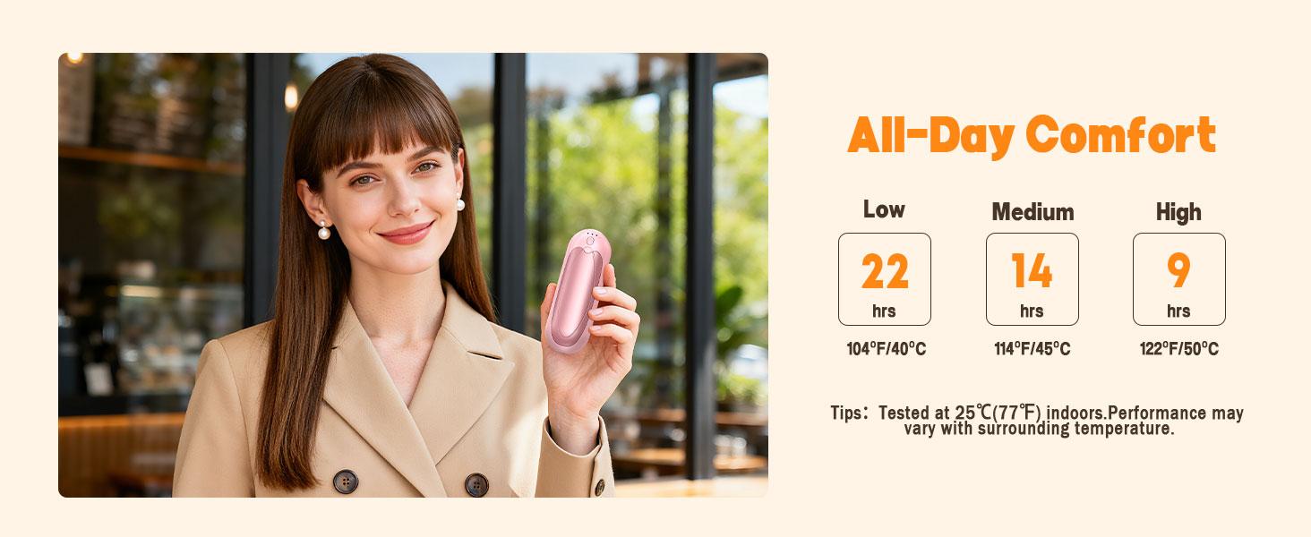 Hand Warmers 7000mAh Rechargeable 2 Pack,Electric Portable Pocket Heater with 3 Levels Warmth Instant 3-Second Heat 22h Marathon Warmth Gift for Women Men