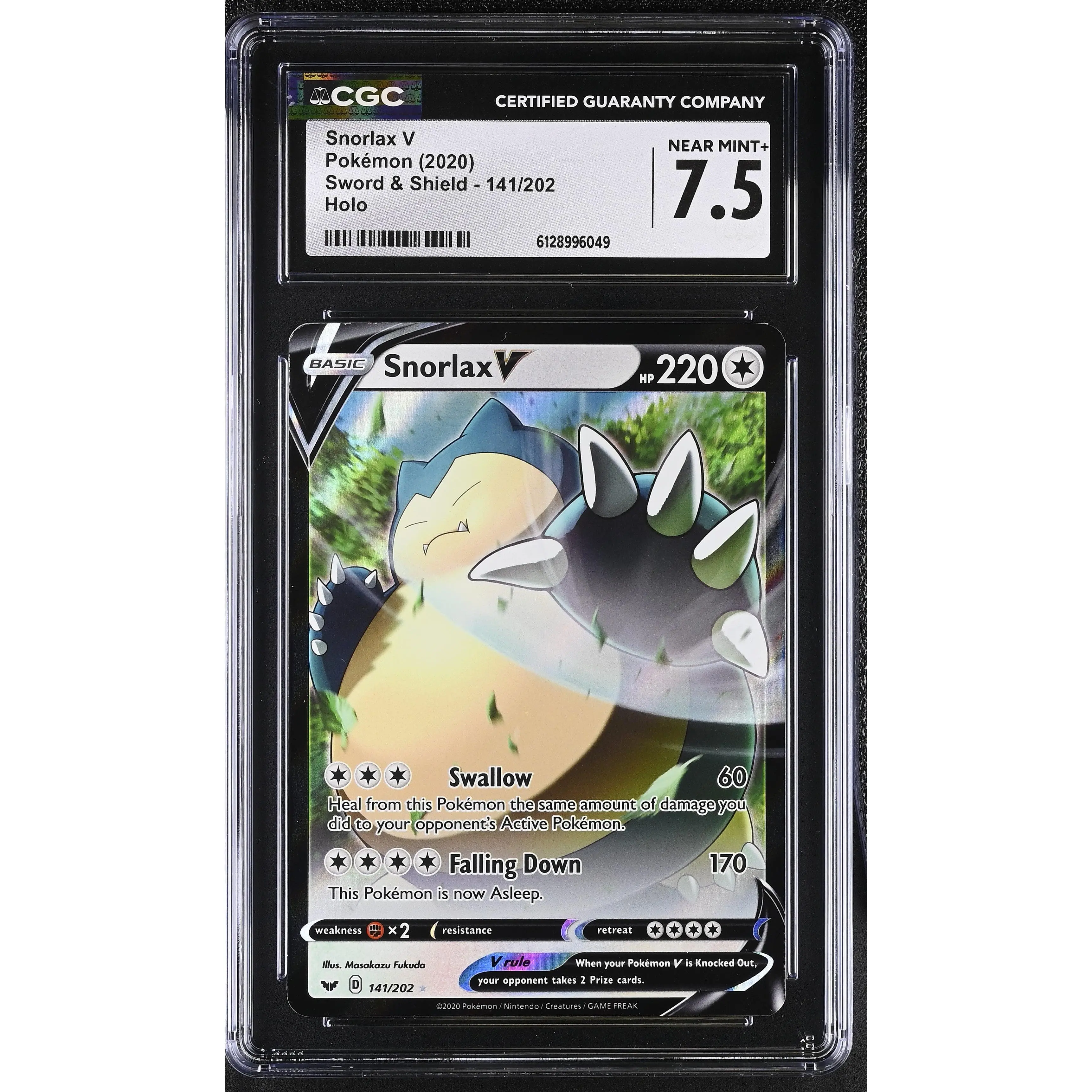 POKEMON TCG: SWORD & SHIELD BASE SET - SNORLAX V - 141/202 (HOLO) (ENGLISH) (GRADED / CGC 7.5) (📌 CONDITION 9.5)