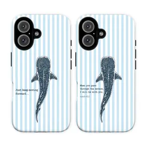 Couple Style Isaiah 43:2 Whale Shark Phone Case for Christian – Coastal Blue Stripe Ocean Aesthetic Phone Cover  – Durable Shockproof Cover for iPhone 7–17 (Plus, Pro, Pro Max) & Samsung Galaxy S21–S24 (Plus, Ultra), Cute Ocean Vibe Blue Whale Shark Gift