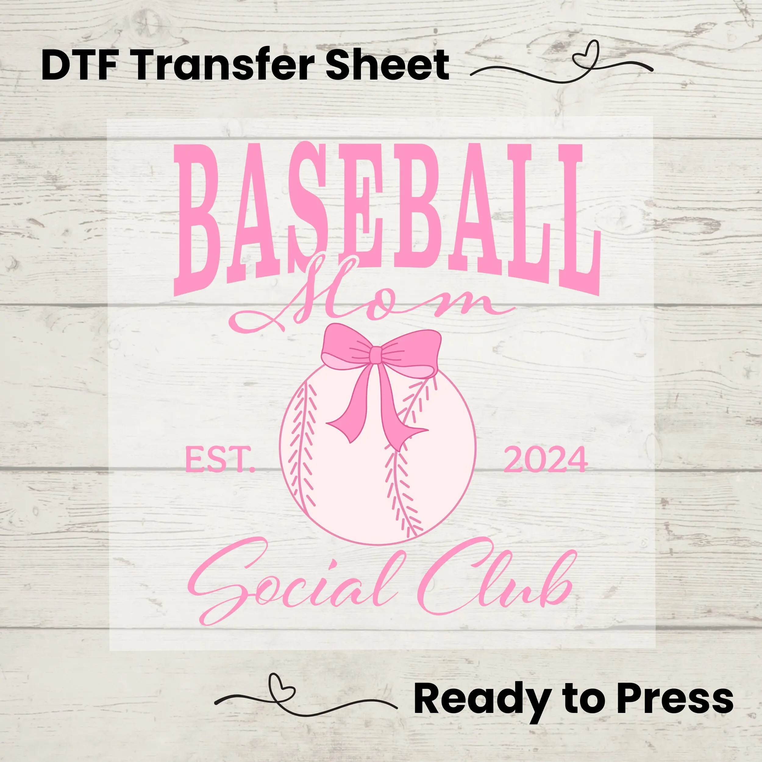 Coquette Baseball Mom Social Club DTF, Dtf Transfer Sheet, Ready to Press, Custom Dtf, Diy Heat Shirt Transfer, Coquette Aesthetic Shirt