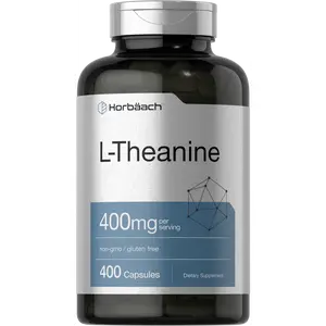 Horbäach L-Theanine 400mg | 400 Capsules | High Potency Supplement | Non-GMO & Gluten Free
