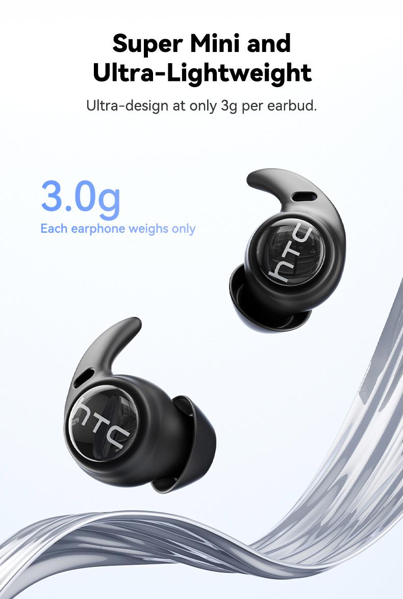 HTC NE76 Bluetooth 6.0 Sleep Earbuds,Mini Invisible Noise-Canceling Earphones.Improve sleep quality with zero ear pressure for side sleepers.Featuring low-profile flat-head design,ideal for side sleepers