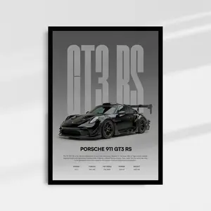GT3 RS Poster Sports Car Wall Art Print Track Racing Car Decor Supercar Poster Automotive Wall Decor Car Enthusiast Gift Garage Wall Art