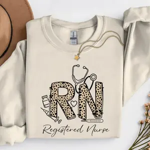 Leopard Registered Nurse Sweatshirt, Nurse Sweatshirt, Gift For Nurse, RN Sweatshirt, Nurse Grad Gift, Nursing Sweatshirt