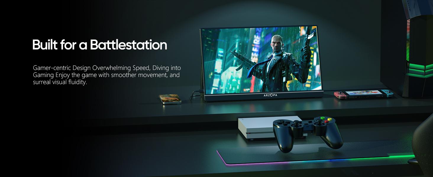 ARZOPA 16.1'' 144Hz Portable Monitor with Adjustable Foldable Kickstand, 100% sRGB 1920×1080P Full HD HDR 144HZ Portable Game Monitor, Ultra Slim - Eye Protection-External Second Screen Travel Monitor for Laptop/PC/Mac/PS3/4/5/Xbox Gift Ideas - Z1FC