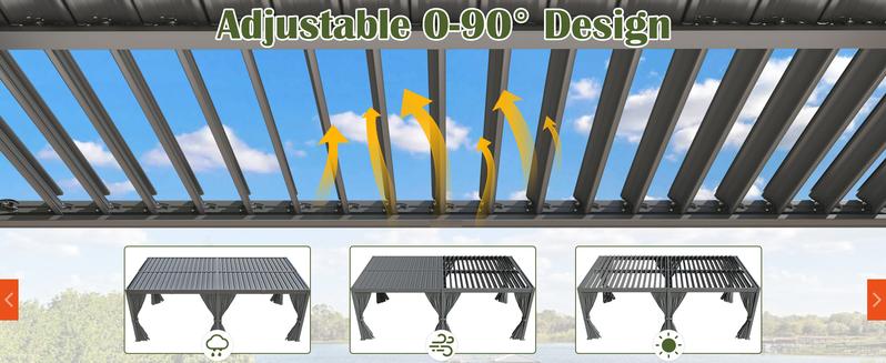 Aluminum 10x20 FT Louvered Pergola, Outdoor Pergola with Adjustable Louvered Roof Outdoor Patio Shade Cover, Waterproof & Rustproof Aluminum Gazebo for Backyard and Garden, Gray Aluminum 10x20 FT Louvered Pergola, Outdoor Pergola with Adjustable Louvered Roof Outdoor Patio Shade Cover, Waterproof & Rustproof Aluminum Gazebo for Backyard and Garden, Gray