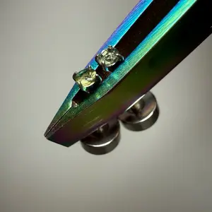 2mm Round Faceted Moldavite Earrings Dainty Small Studs, Screw-On Flat Backs, Choose Silver or Gold 316L Surgical Steel Hypoallergenic Jewelry