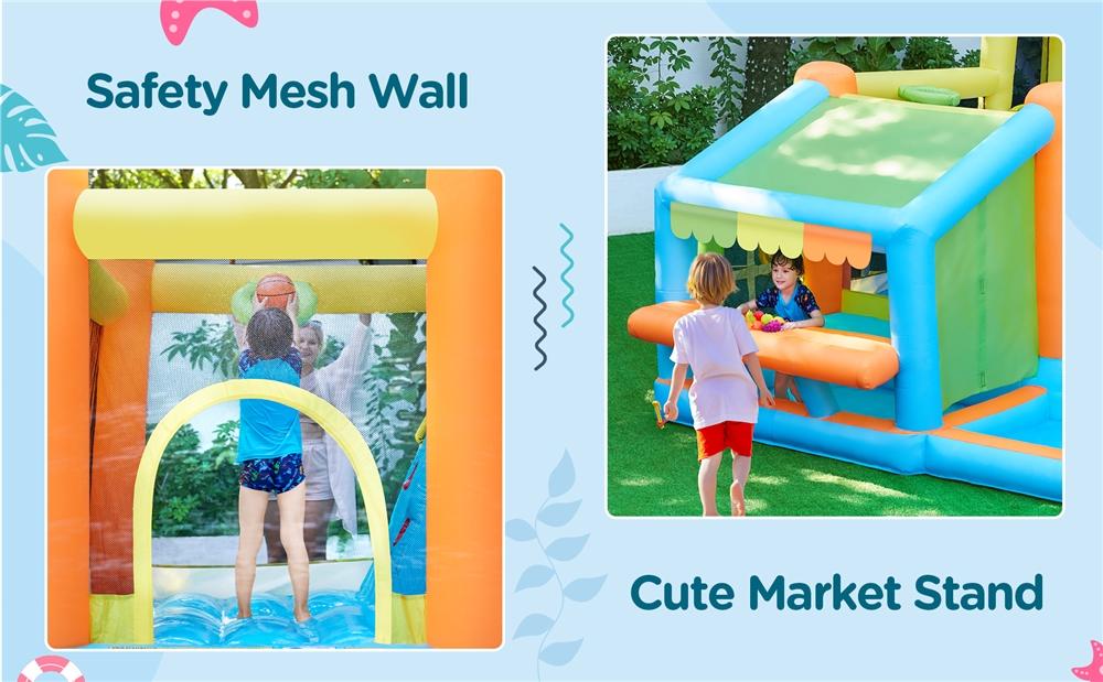 Yaheetech 8-in-1 Inflatable Bounce House with Splash Pool, Slide, Climbing Wall, and Market Stand for Kids Ages 3-10, 520W Blower, Portable & Multifunctional Playground Set Yaheetech 8-in-1 Inflatable Bounce House with Splash Pool, Slide, Climbing Wall, and Market Stand for Kids Ages 3-10, 520W Blower, Portable & Multifunctional Playground Set
