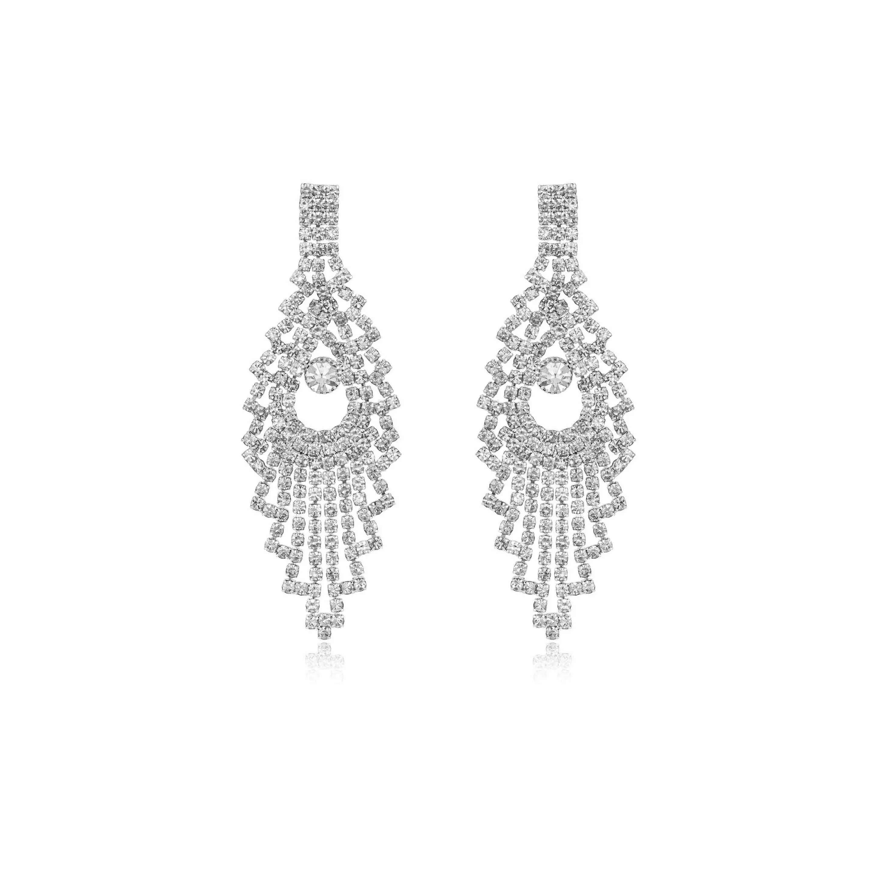 Ettika Charming Chandelier Crystal & Silver Plated Earrings with Glass Crystals and Brass for Special Occasions 2.9" x 1" Elegance and Sparkle
