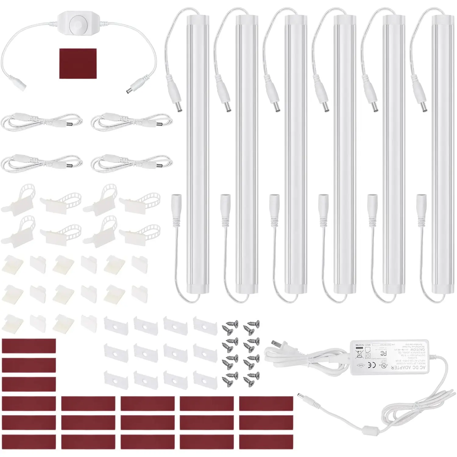 Kitchen Under Cabinet LED Lighting Kit, Super Bright, 6 PCS 12 Inches Light Bars, Plug-in or Hardwire Power Adapter, 31W 2000 Lumen, for Cabinet Counter Shelf Workbench (Daylight White 5000K)