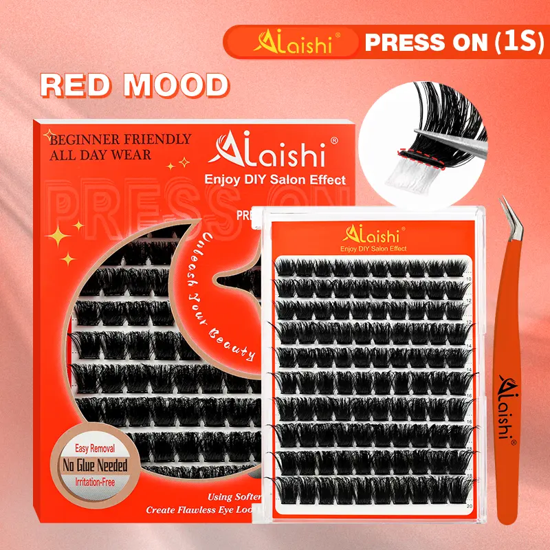 Ailaishi Self-Adhesive Lash Cluster Kit - 150D/200D D Curl Individual Press-On False Lashes, Mixed Lengths, Nature-Infused DIY Eyelash Extensions with Tweezers, Beginner-Friendly Easy Eye Makeup, Youth-Focused Holiday Deal, Eyelashes Extensions, Cosmetic