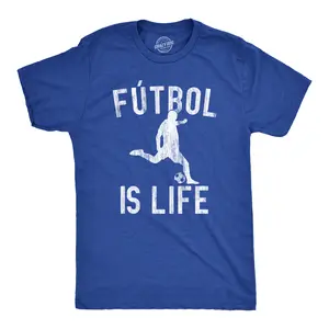 Mens Futbol Is Life T Shirt Funny Football Lovers Novelty Soccer Graphic Tee for Guys Mens Funny T Shirts Cool Vintage Fashion T-Shirt Gift Classic Menswear Funny Soccer Short Sleeve Novelty Tees for Guys Royal